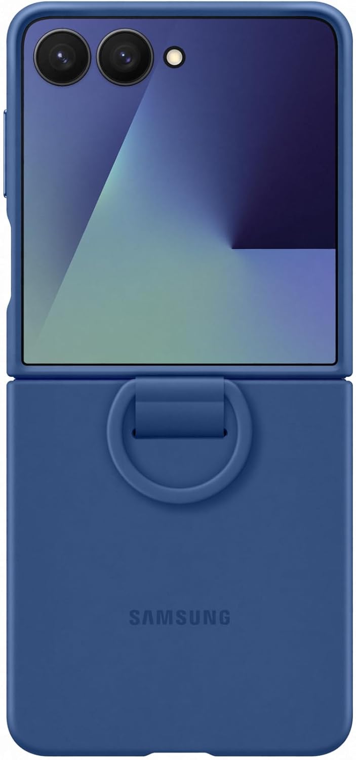 Samsung EF-PF766 Silicone Ring Case for Galaxy Z Flip7, Smartphone Cover, Mobile Phone Case with Ring Holder, Silicone, Protective Case, Shockproof, Thin and Grippy, Blue