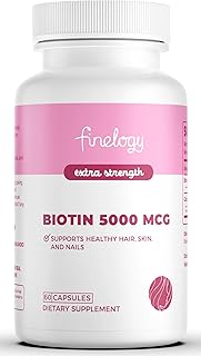 Extra Strength Biotin 5000 MCG | 60 Capsules for Hair, Skin, Nail & Bone Health | Non-GMO & Gluten-Free, High-Potency Biotin Supplement (2-Month Supply)