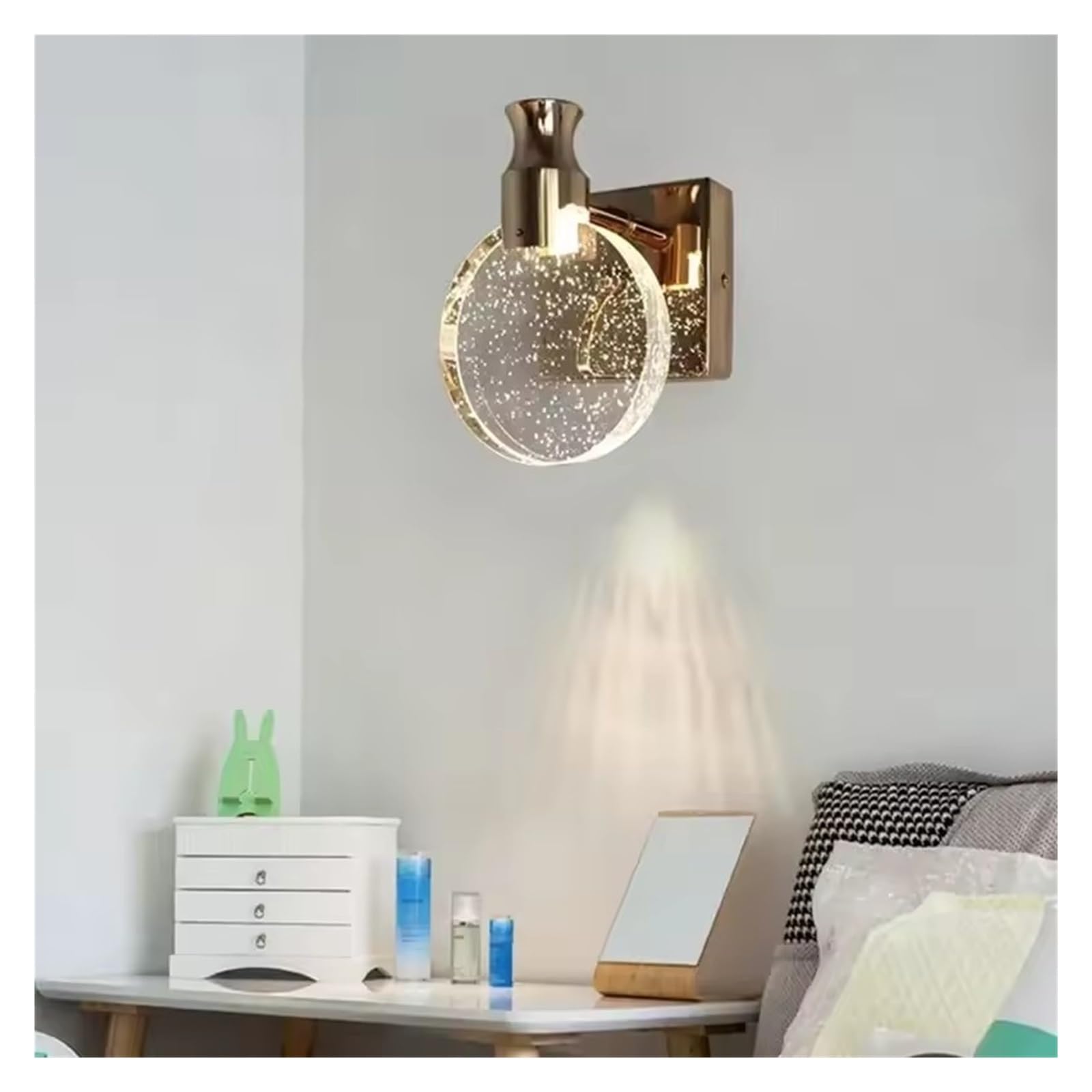 IvyLoutish Crystal LED Wall Lamp Bedroom Living Room Aisle Bathroom Bedside Mirror Decoration Lighting Fixtures Modern Wall Sconce Lights,Modern