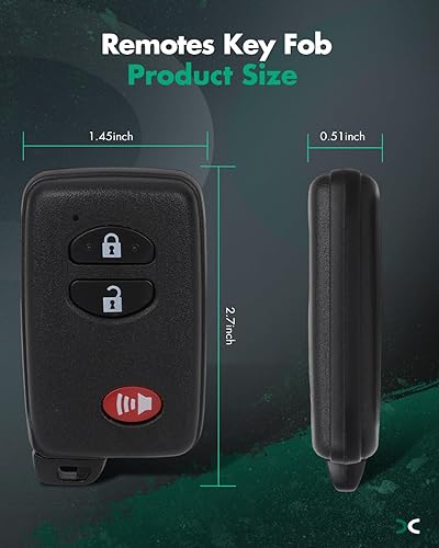 Miniatura 3 de SCITOO 1 llavero remoto de entrada sin llave de repuesto para llave de automóvil sin cortar para Toyota 4Runner 2010-2019 para Scion tC 2011-2016