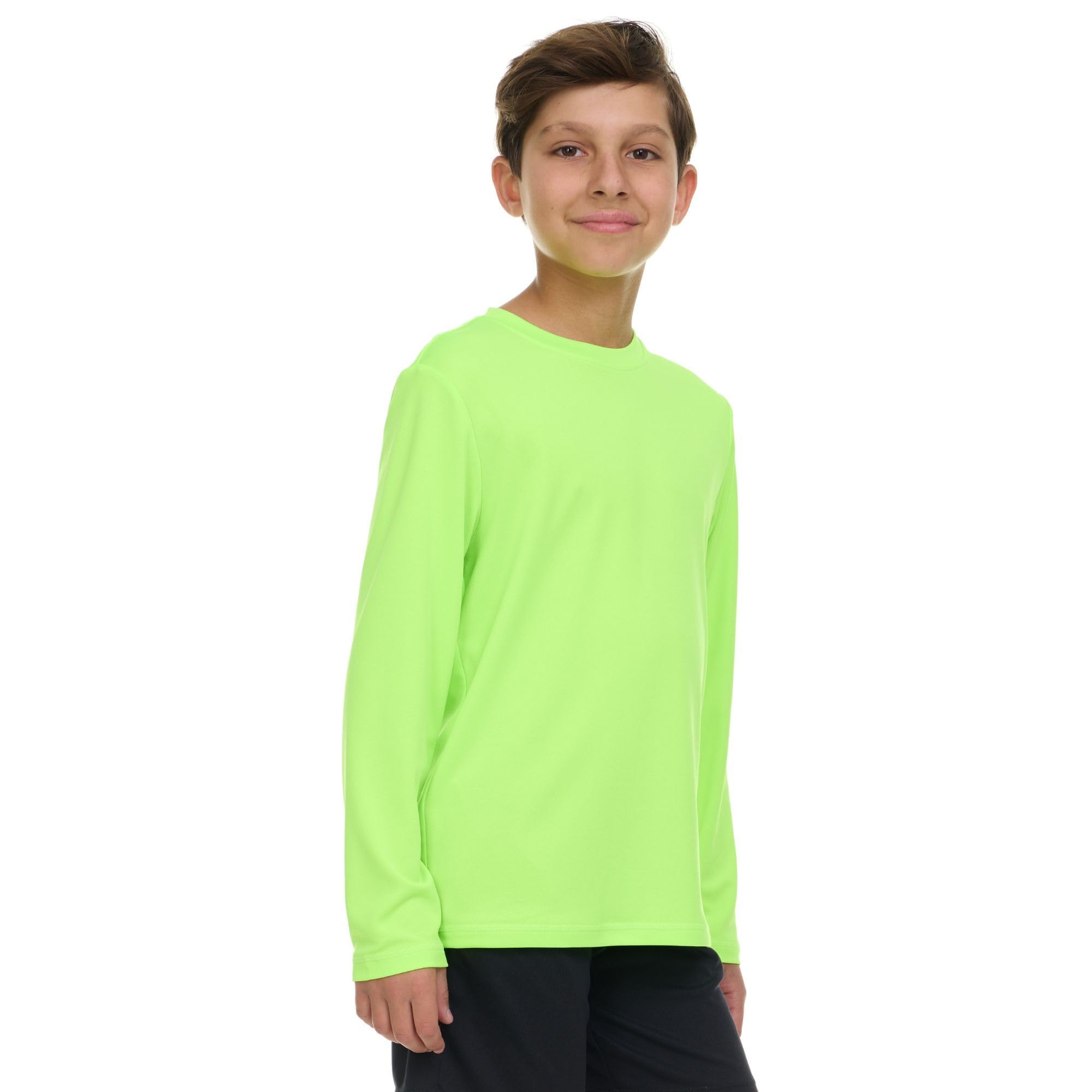 gerry rash guard for boys, long sleeve boys swim shirt, upf 50+ spf uv sun protection, quick dry rashguard for kids neon lime