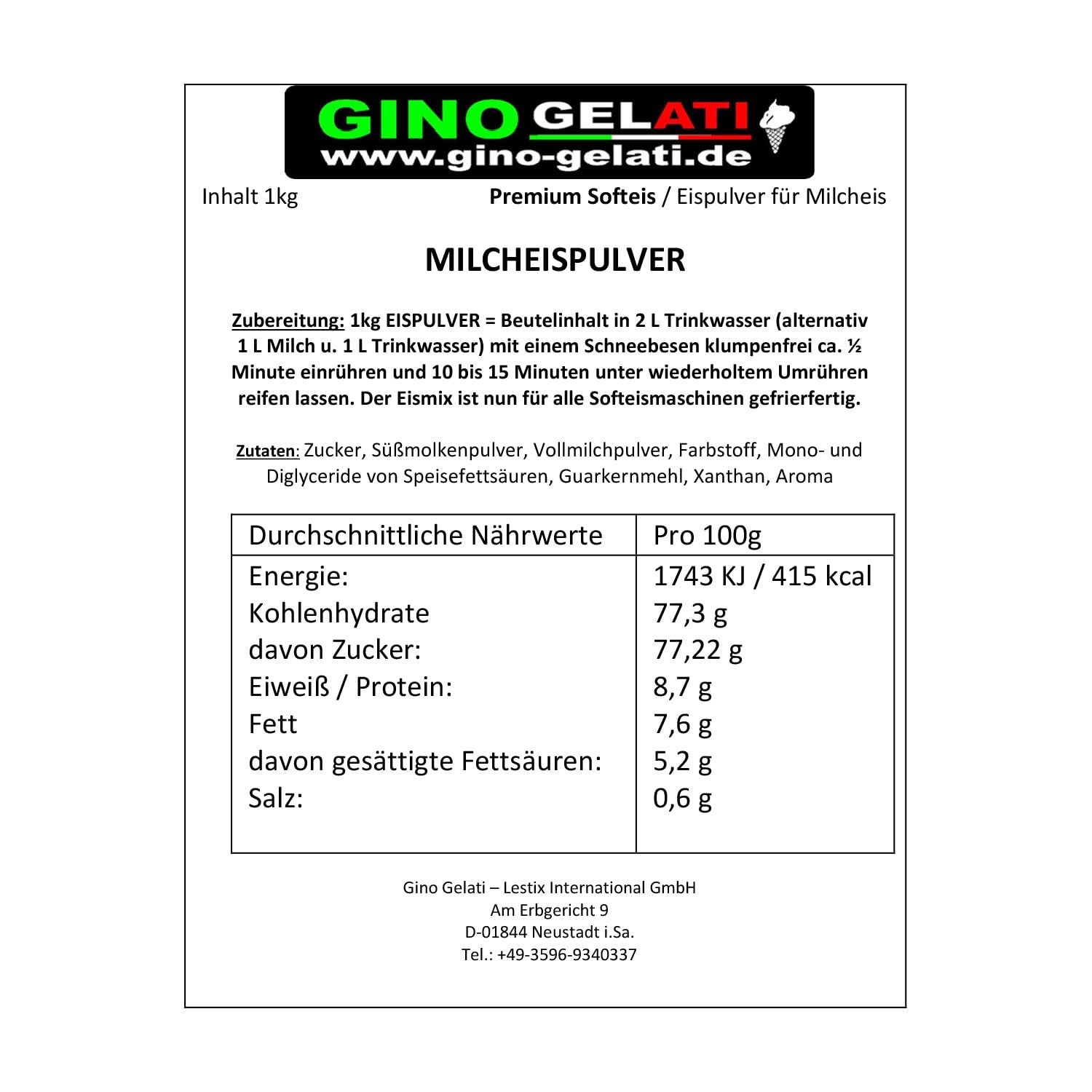 Gino Gelati Schoko Milcheis Pulver 1 Kg mit verschiedenen Schokoladen- Geschmäckern, Intensiver Geschmack, schnelle und einfache Zubereitung, Schokoladiges Dessertpulver