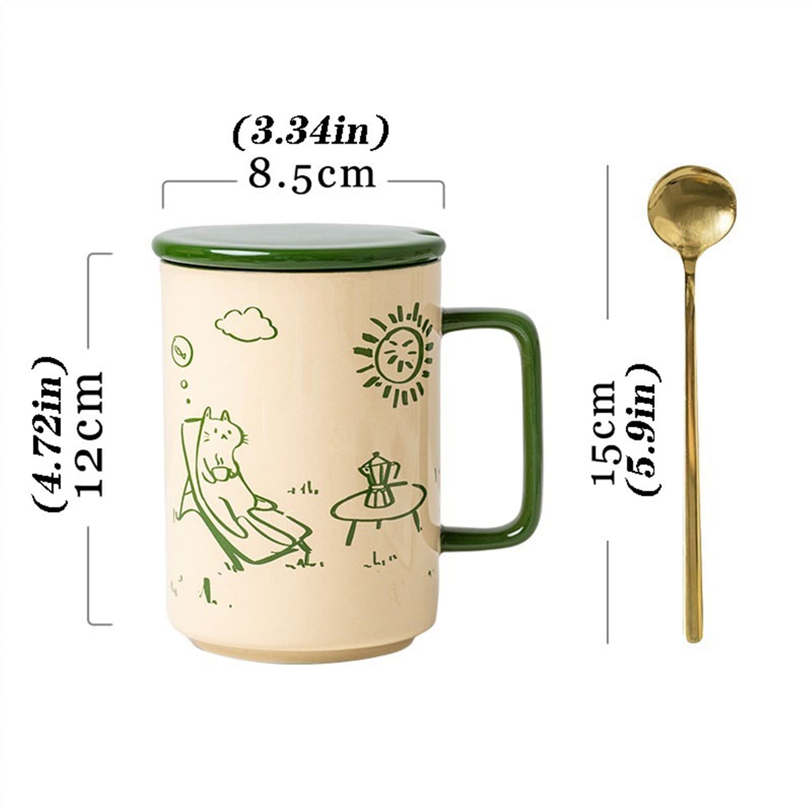 Keramik Kaffeetasse 480ML Kreative Keramik Tasse Frühstück Haferflocken Tasse Exquisite Kaffeetasse Tiermuster Becher (B)
