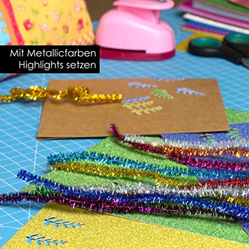 OfficeTree 220 Fil Chenille - 30 Couleurs + Couleurs Scintillantes - Chenilles Loisirs Creatifs pour Bricoler - Image 5