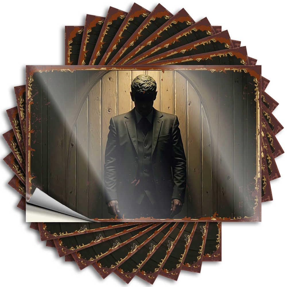Decals Retro Kitchen Decor Vinyl Sticker | Silent Figure in Shadows: A Mysterious Portrait Western for Interior Use(12X18CM)