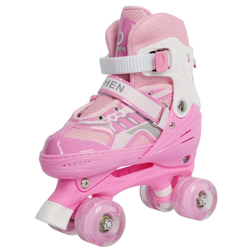Patins à roulettes Enfant Réglables, Roller Double Rangée Fille Garçon, Taille Ajustable S/M/L, Chaussures de Patinage Sécurisées avec Frein, Confort Respirant – Roues Classiques ou