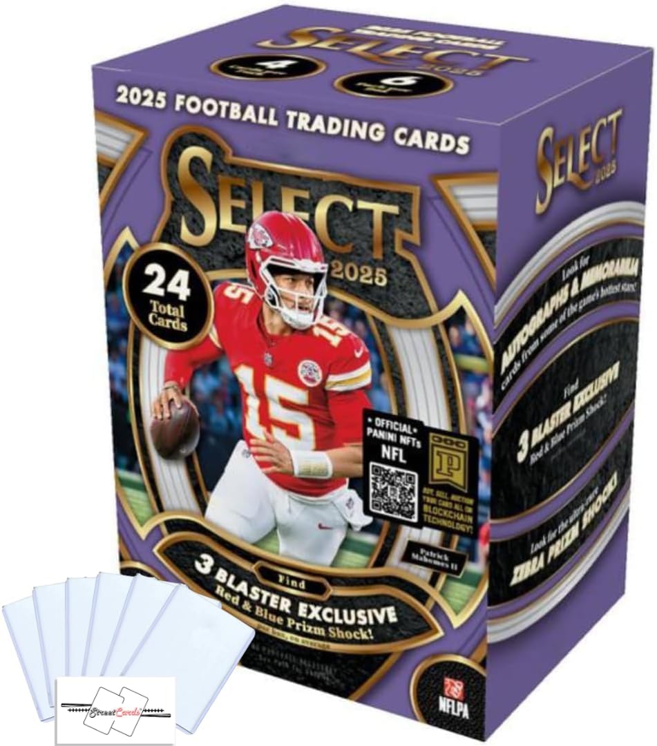 2025 Select Football Blaster Box with 24 Trading Cards + 6 Toploaders and StreetCards Magnet!