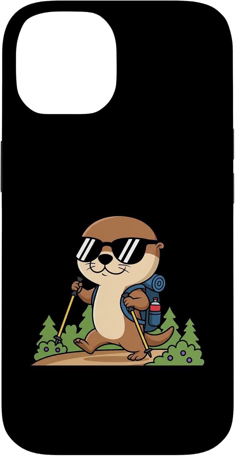 Funny Otter Hiker Cute Cartoon Camping Mountain Trail Case for iPhone 11 image 4