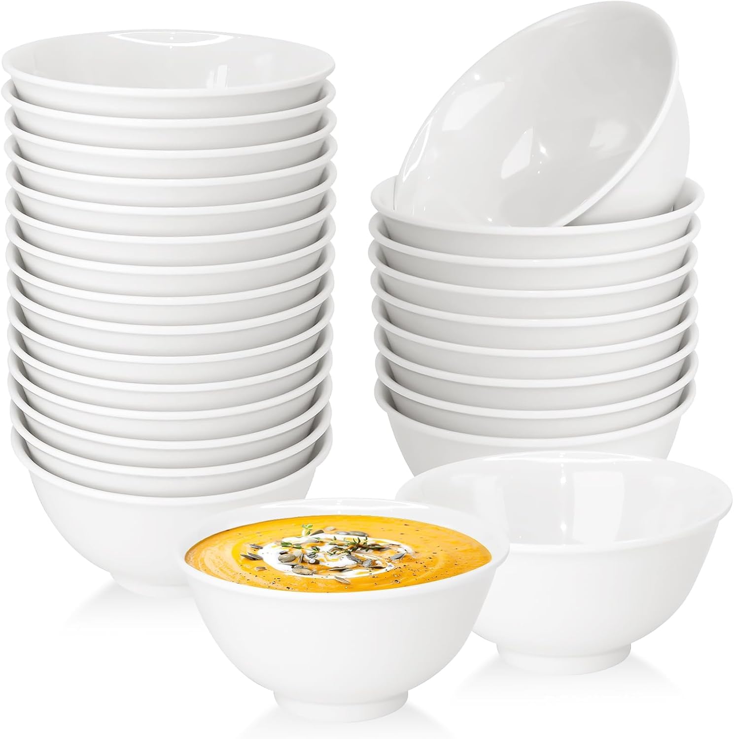 JTKDG Cereal Bowls Set of 36, 250ml White Dessert Bowl Small Salad Bowls 11 x 5cm Dip Bowls Set for Pasta Soup Sauce, Dishwasher Safe