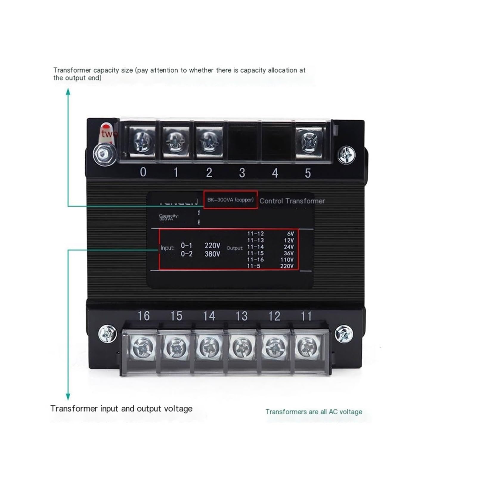Trasformatore di controllo BK-300VA, ingresso 380 V 220 V a uscita 220 V Trasformatore di isolamento monofase 300 VA