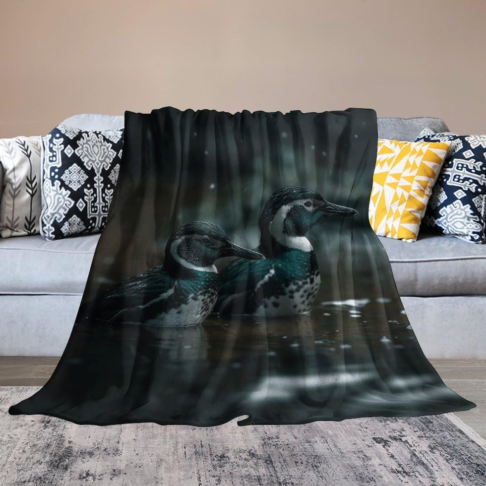 Couverture polaire pingouin douce en flanelle, le cadeau idéal pour lit et canapé