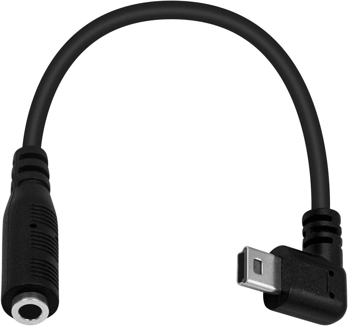 Duttek Mini USB to 3.5mm Cable, Right Angled Mini USB Male to 4 Pole 3.5mm Female Cable Cord for Active Clip Mic Microphone Adapter Cable-15cm/5.9 in
