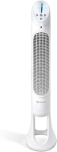 Honeywell QuietSet HYF260 - Ventilador oscilante de torre para toda la habitación con control remoto, color blanco