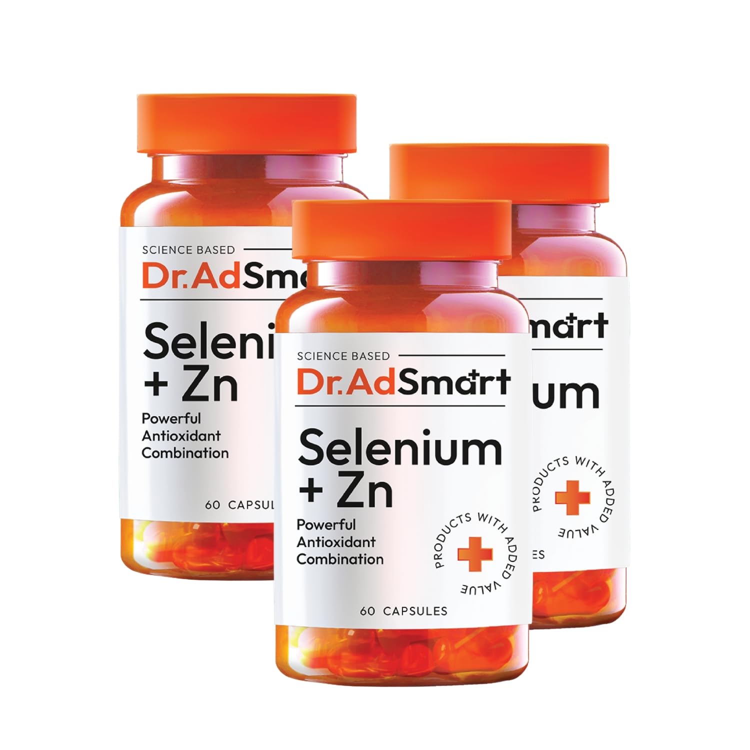 Selen + Zink - Hochdosiert 220 µg Selen mit 20 mg Zink - 3er-Pack - Aus Selenhefe - Für Immunsystem & Haut Haare Nägel - 180 Kapseln - Laborgeprüft - Dr.AD Smart - GMP Qualität