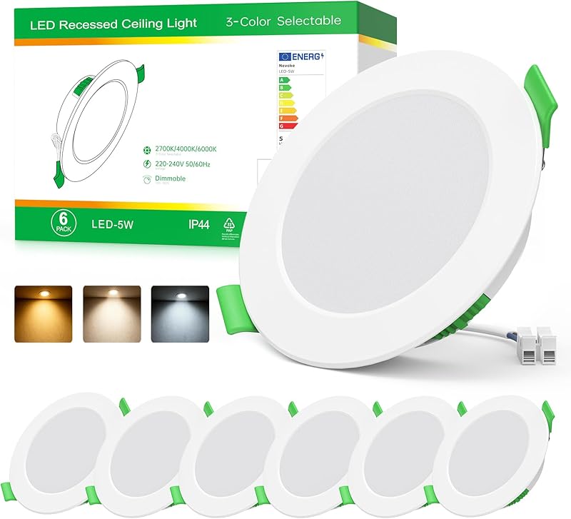 Spot LED Encastrable Dimmable 6pcs, 5W Spot LED Encastrable 3 Températures 2700K/4000K/6000K, Spot E