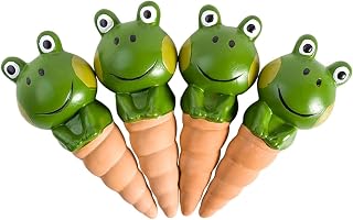 Selbstbewässernde Pflanzenspitzen, 4er-Pack, Froschform, Terrakotta, Gewäch | Froschförmige Tropfbewässerungsspitzen Aus Terrakotta, Selbstbewässernd, 16,5 X 6,3 X 5,8 Cm, 4 Stück, Für Hochbeet