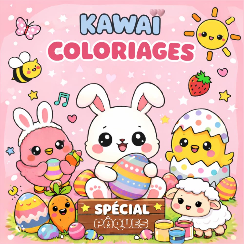 Mes Coloriages Kawaï: Livre de Coloriage pour Enfants | Animaux Mignons et Dessins de Pâques à Colorier
