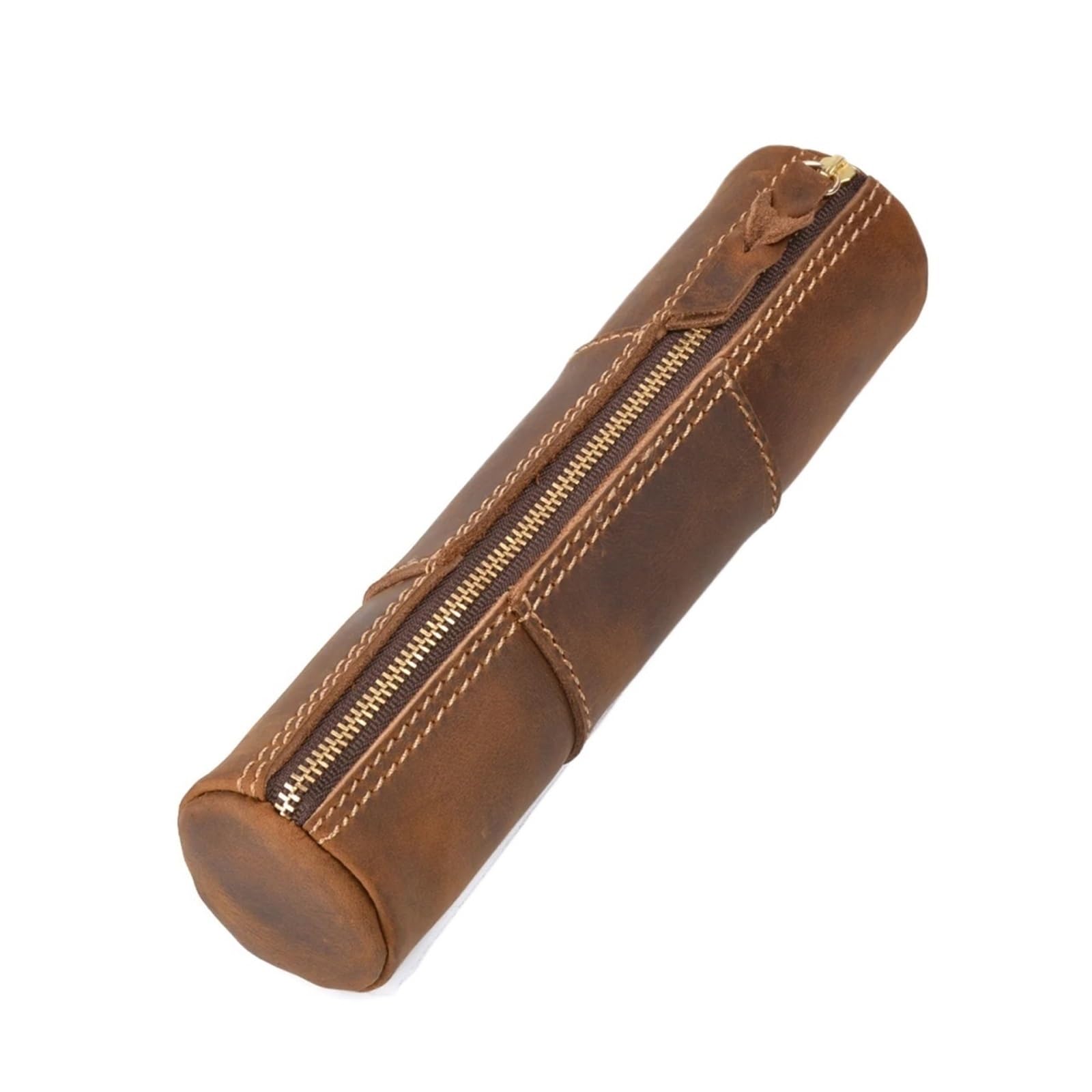 Estuche Organizador de lápices de Cuero Vintage con Cremallera, Estuche de bolígrafo Simple, Monedero, Bolsa de Almacenamiento de papelería for la Escuela, 1 Uds. para Estudiantes(Brown)