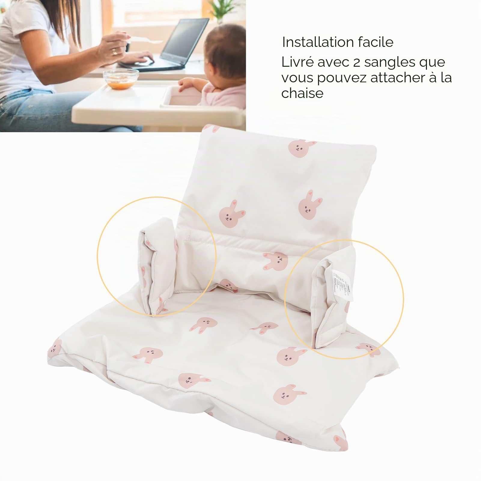 Coussin de Chaise Haute, Facile à Installer, Entièrement Essuyable, Coussin de Siège pour Chaise Haute pour Garder bébé à L'aise Pendant les Repas, Coussin de Soutien de Chaise (Tapez B)