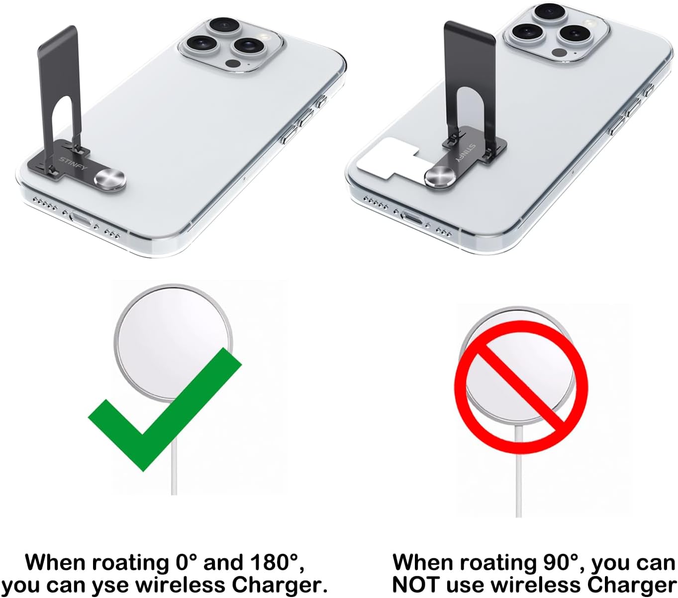 Phone Slim Kickstand, Ultra Thin Vertical and Horizontal 360° Rotating Universal Steel Metal Stable Stand Pocket Friendly Sticky Holder for iPhone Samsung Cellphone Case (Black 2-Pack) - Image 8