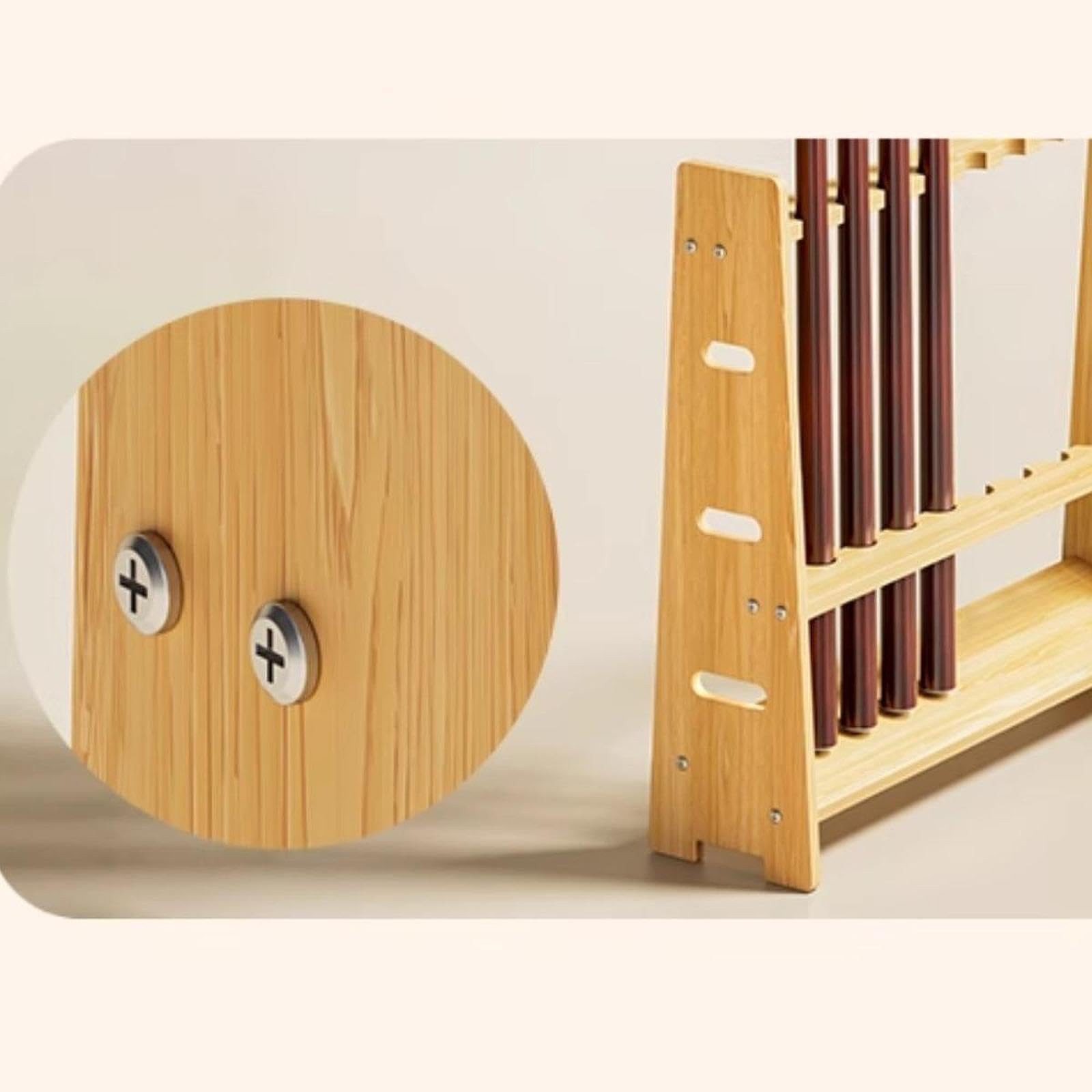 rockible Pool Stick Holder Accessories Solid Wood Professional Floor Stand Multifunctional Organizer Ornament Billiards Pool Cue Rack, L