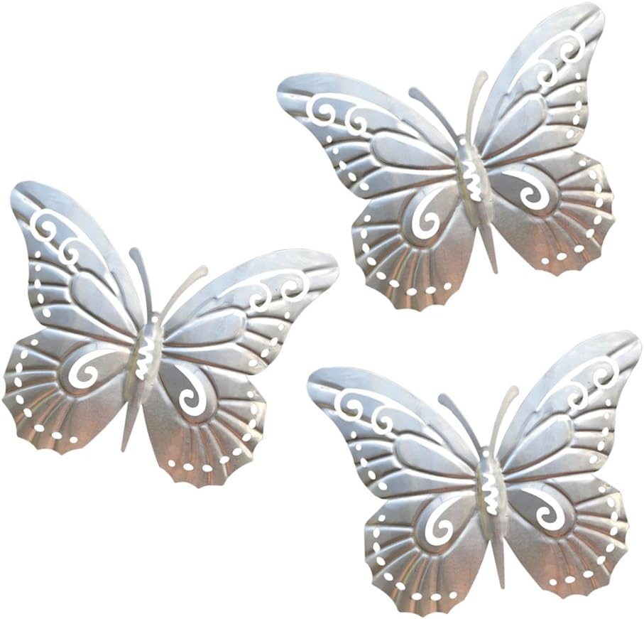 superdream 3D Nature Inspired Metal Butterfly DIY Decorative Wall Art Trio Hang Indoors or Outdoors