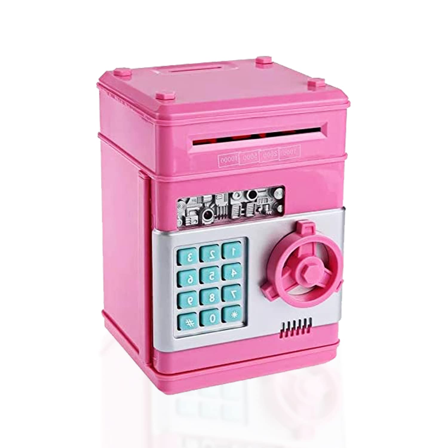 ECASA™ Electronic Piggy Banks Mini ATM Electronic Coin Bank Box, Safe Coin Banks Money Saving Box Password Code Lock for Children,Boys Girls Best Gif (Pink)