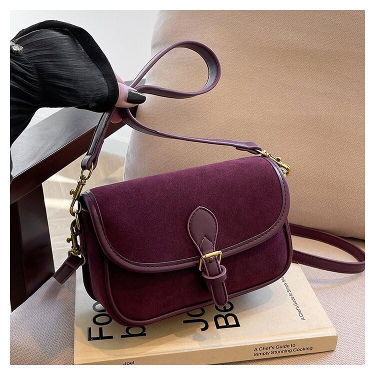 Suede Bag for Women Hobo Shoulder Bag Retro Shoulder Satchel Bag with Adjustable Strap2