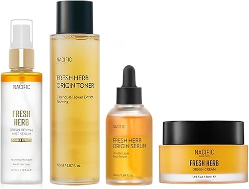 NACIFIC Fresh Herb Origin - Juego de 4 piezas para el cuidado de la piel, tónico hidratante, suero antioxidante, crema hidratante, suero de niebla,