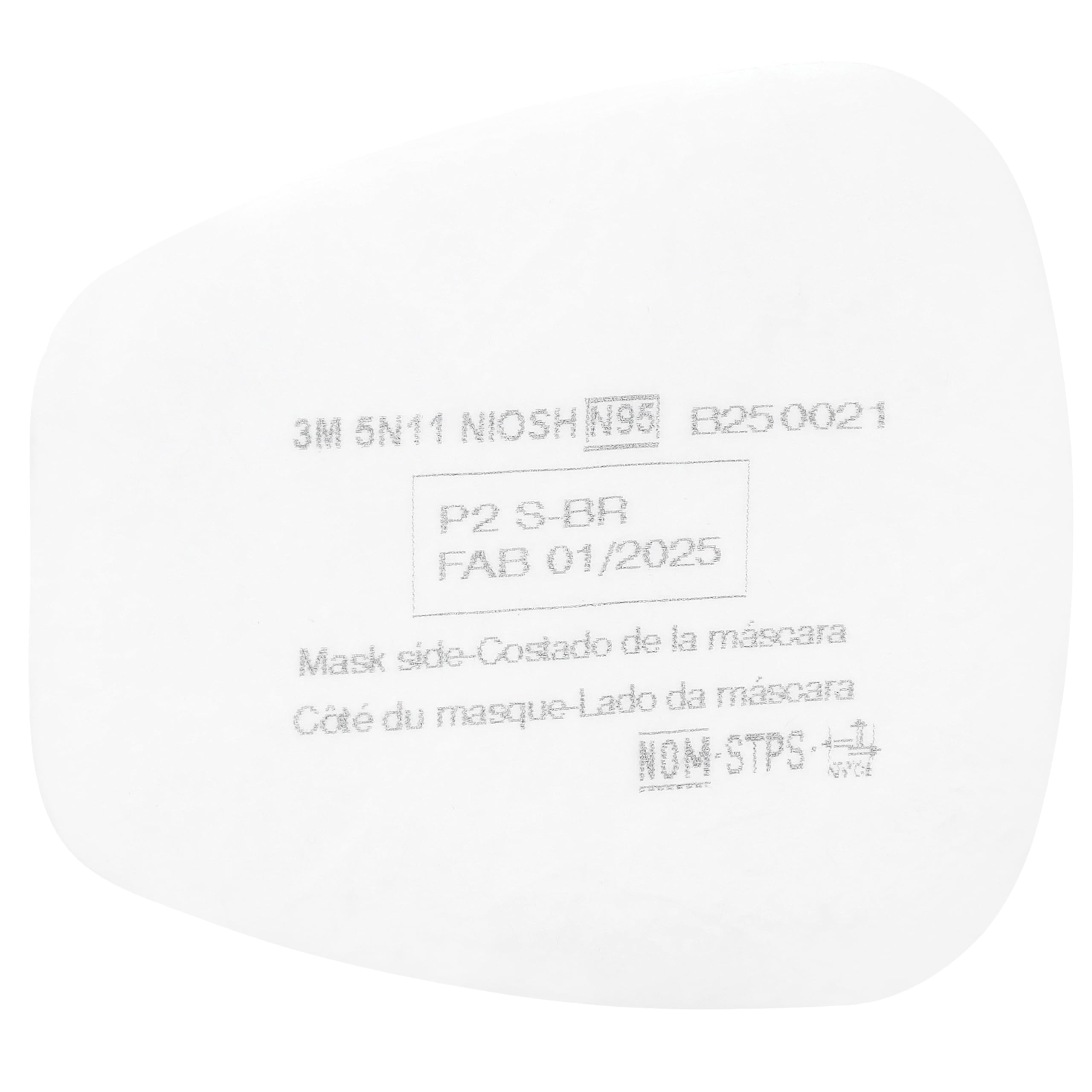 3M N95 Respirator Filter, 5N11, Disposable, Helps Protect Against Non-Oil Based Particulates, Use With 3M 5000 Series Respirators or 6000 Series Gas and Vapor Cartridges, 10 Pack