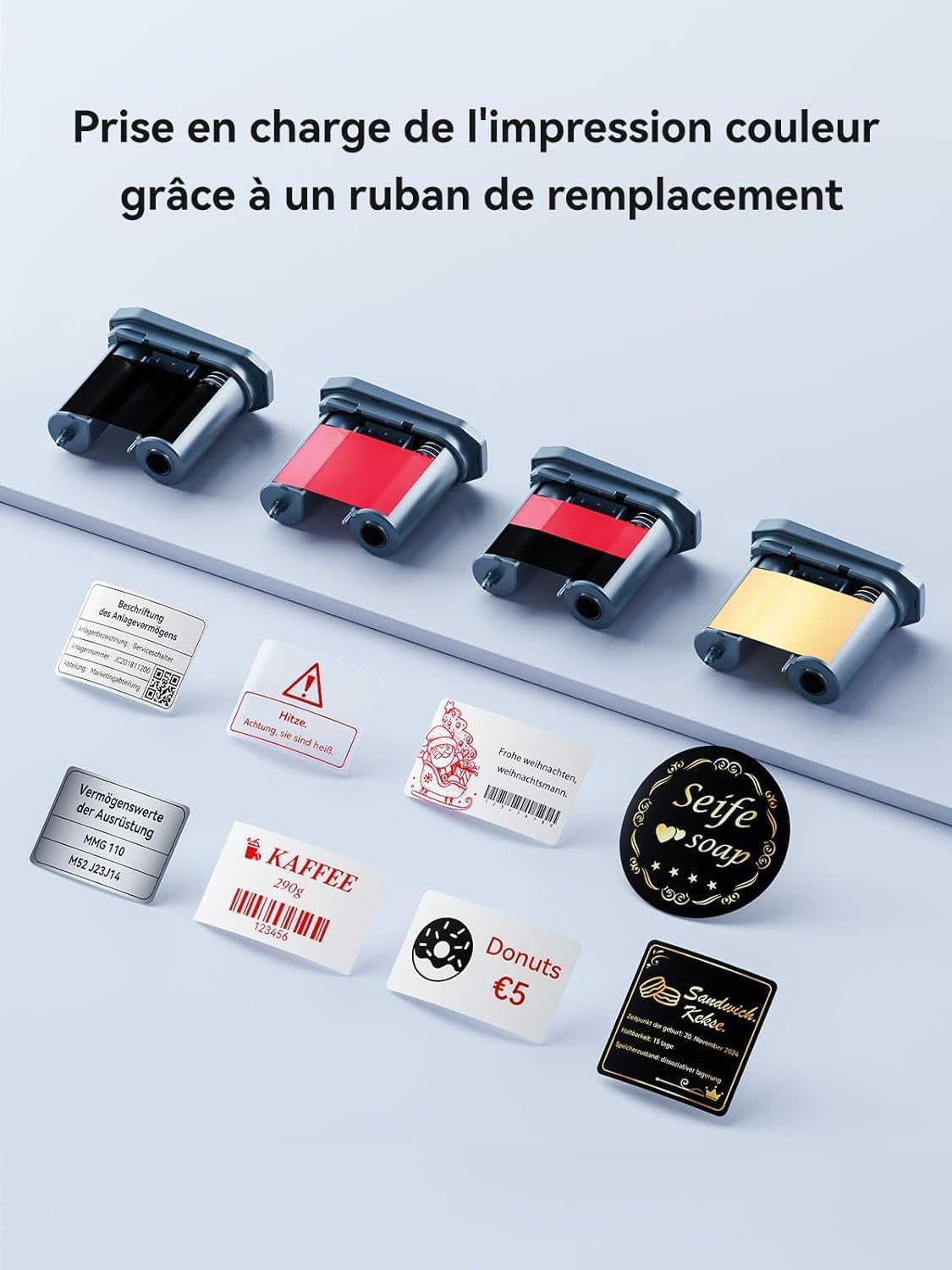 NIIMBOT M2 Étiqueteuse pour Étiquettes Transfert Thermique avec 1 Rouleau 40x20 mm