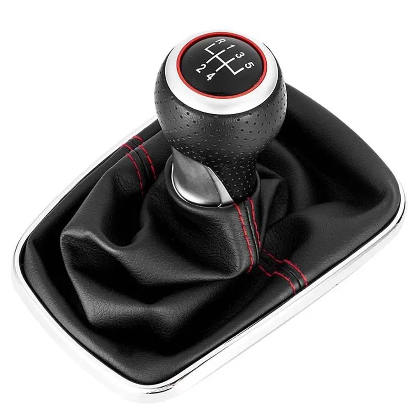 FSOZDBBPL Automotive Parts 5/6 Speed Car Gear Shift Knob Lever with Boot for Golf 4 IV MK4 GTI R32 for Bora for Jetta MT 1999-2005(5 Speed White line)