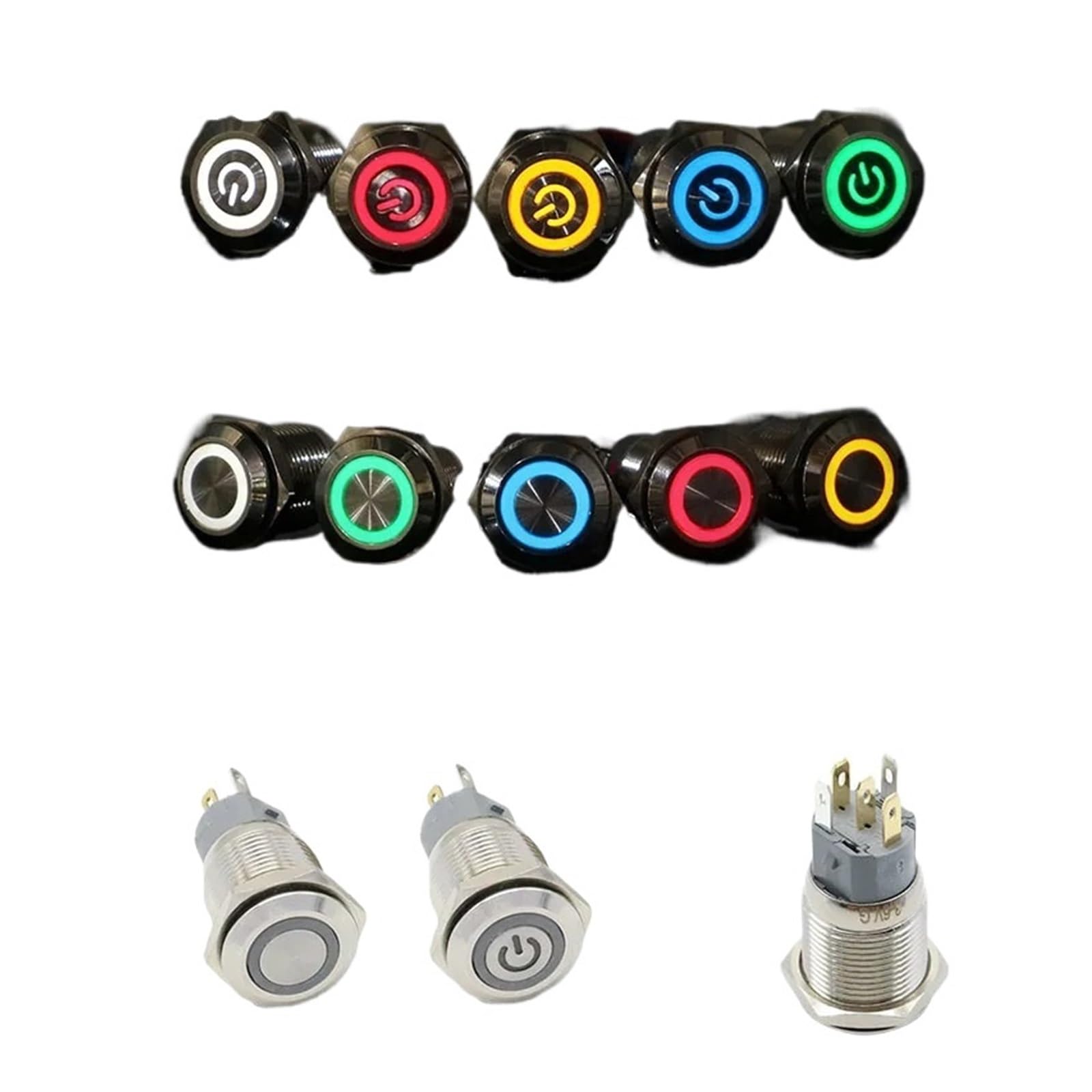 Interrupteur de moteur 16mm LED 5V pour personnalisation tableau de bord voiture