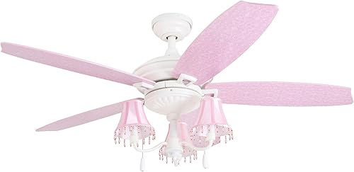 Prominence Home Elsa - Ventilador de techo LED para interiores estilo princesa de 48 pulgadas con luz, cadena de tracción, tres opciones de montaje,