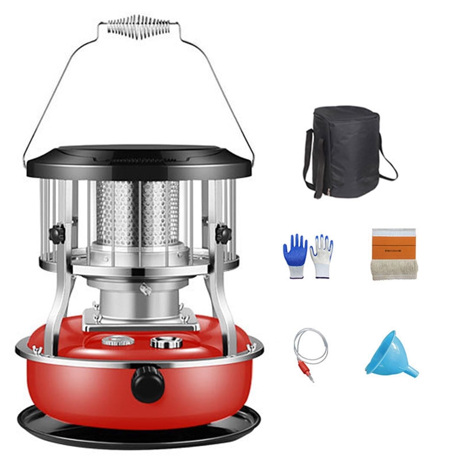 Estufa de camping portátil, calentador de queroseno 2 en 1, calentador de parafina ajustable de 4.5 litros, calentador de camping con mecha, mantiene el calor durante 16-20 horas, para hervir agua y