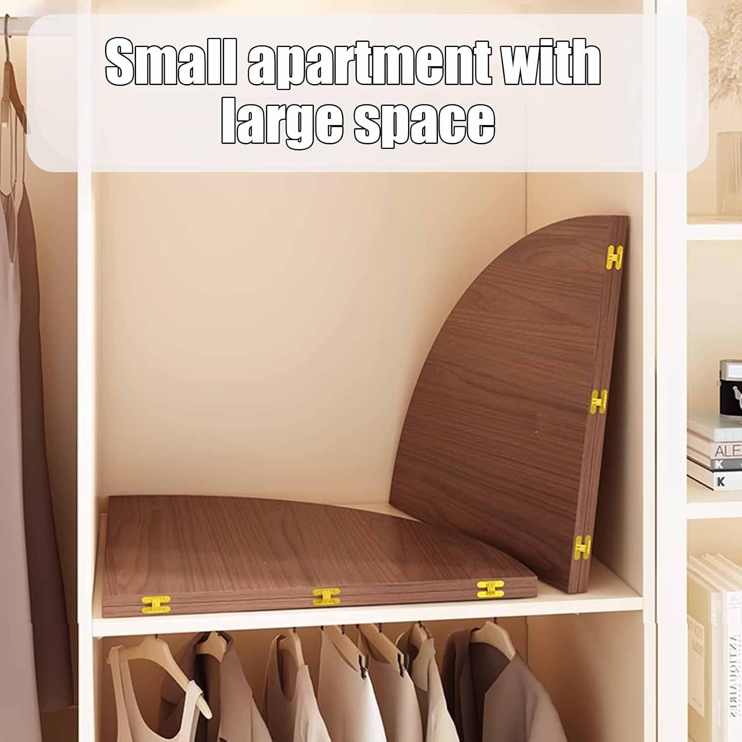 Wood Foldable Table Top, Large Round Foldable Tables Tops, for Desktop Transformation, Round Tables Tops Extenders, Extender Space Saving for Family Dinners(Brown,160cm/63in)