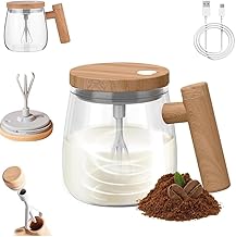 Self Stirring Coffee Mug (400ml) – Automatic Magnetic Mixing Cup with Glass Body & Ergonomic Handle for Coffee, Milk, Protein Shakes & Hot Chocolate (USB Rechargeable)