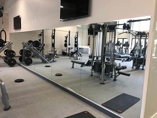 HAA Espejo de gimnasio de actividad montado en la pared con borde plano pulido (48 x 32 pulgadas), 1 juego transparente