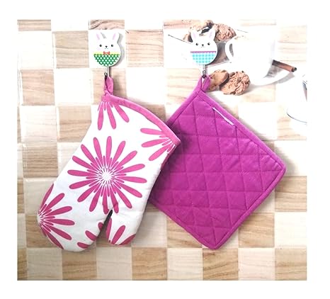 AMIRTHAMIL Multipurpose Mitts and Pot Holder with Insert Pocket Blue and White