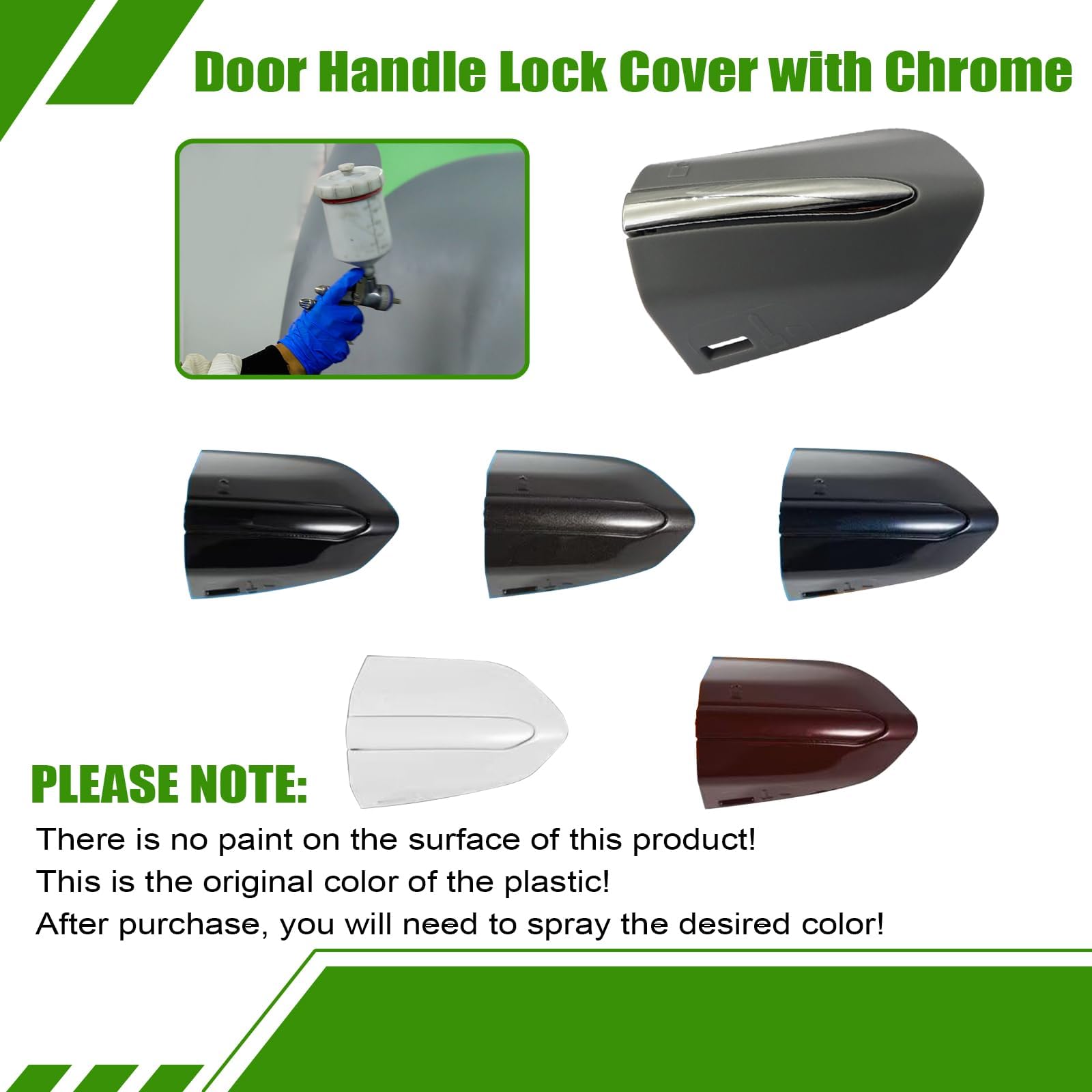 SecosAutoparts Front Driver Exterior Door Handle Lock Bezel Cover Cap with Chrome, Compatible with Ford Edge 2015-2020, Fusion 2013-2020# DS7Z-54218A15-DC DS7Z54218A15DC