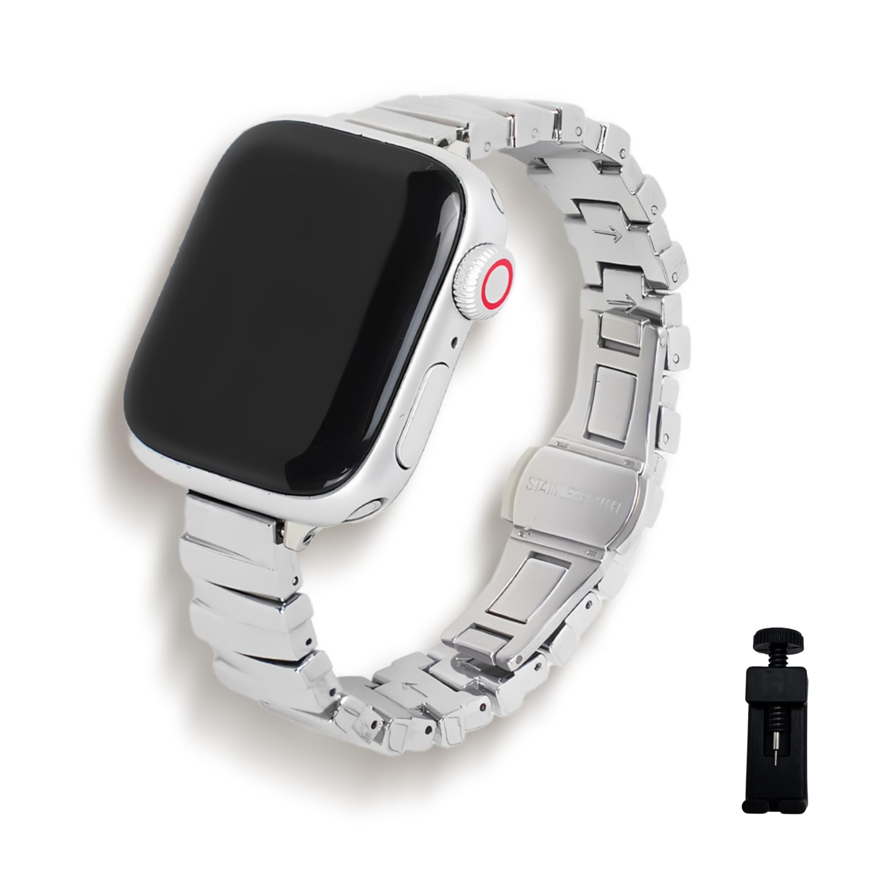 Fancy Metal Strap Compatible with Apple Watch Band 38mm 40mm 41mm 42mm 44mm 45mm 49mm, Dressy Stainless Steel Chain Strap, Slim Fancy iWatch Band for Women