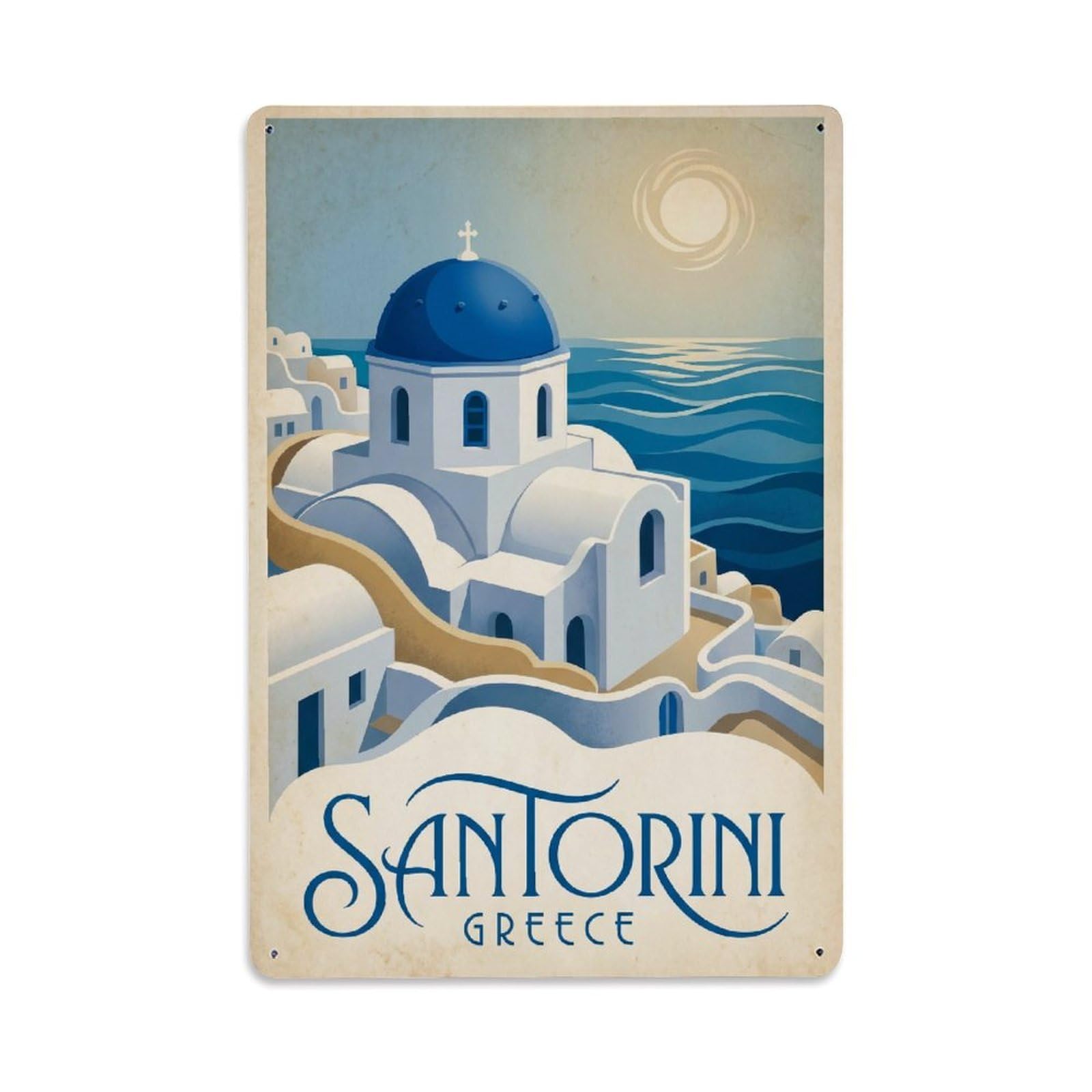 Travel Retro Greece Santorini Metal Tin Sign