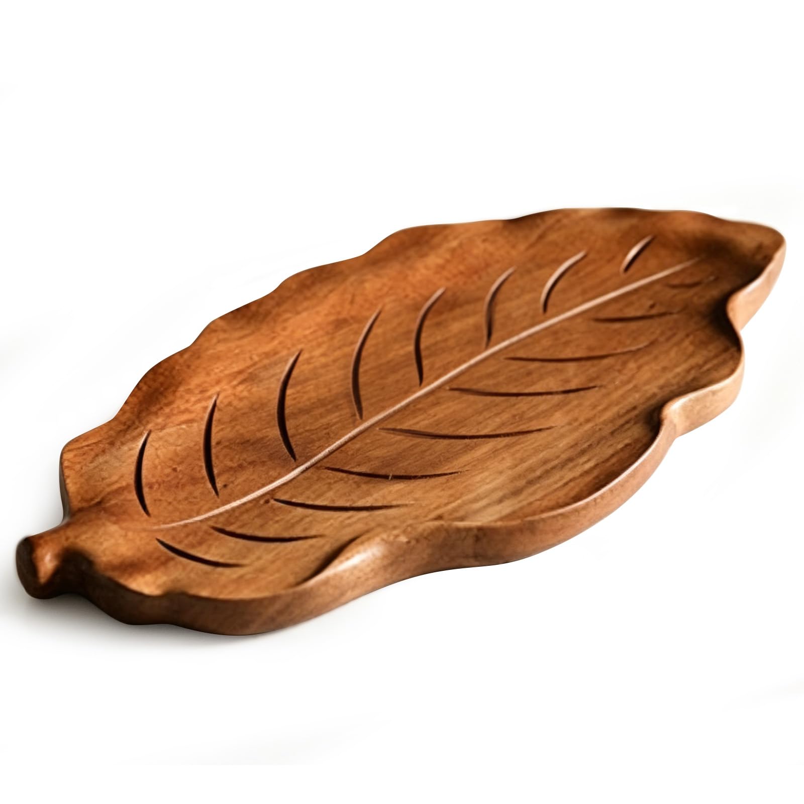 Oriental riverkit Decorative Wood Bowl, Wooden Candle Holder Tray, Handmade Wooden Snack Dish, Centerpiece Table Decorations, Decorative Trays for Food, Fruits, Key and Candle (22.5 x 10.5 cm)