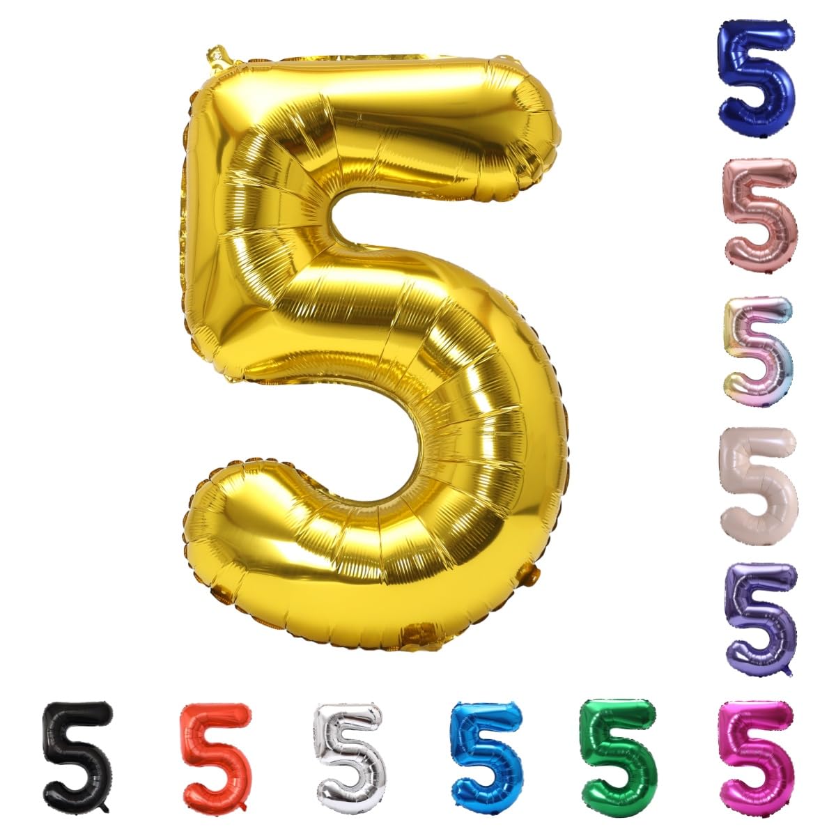 YPSelected 32 Inch Large Foil Helium Number Balloon Birthday Wedding Party 0-9 (Gold, 5)