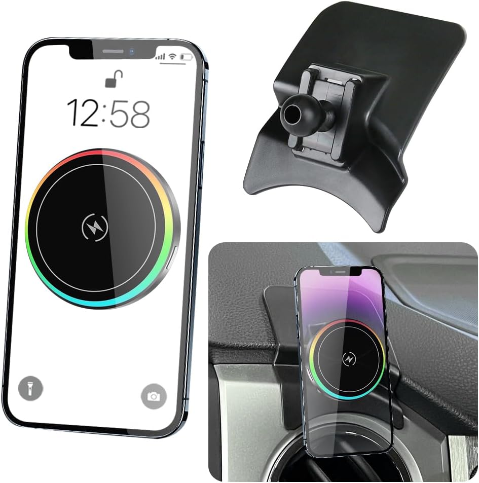 Car Magnetic Phone Mount for Toyota Tundra 2014 2015 2016 2017 2018 2019 2020 2021 Auto Interior Accessories Best Cellphone Holder Fast 15W Wireless Charger Cell Phones Charging Screen Stand
