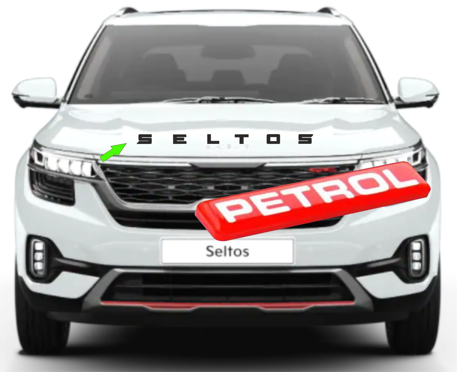 Carlooks SELTOS 3D Letters 3D Petrol Emblem 3D Logo Name Alphabets for Car Bonnet, Dickey and Doors -for All Cars – One Set_ Black