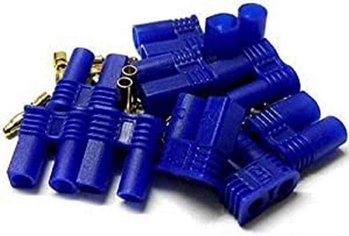 YUNIQUE GREEN-CLEAN-POWEREC3 Connectors 5 Pairs Male-Female | For Lipo Batteries RC Modeling | Compatible with Car Stereo and RC Helicopters, Blue, Plastic