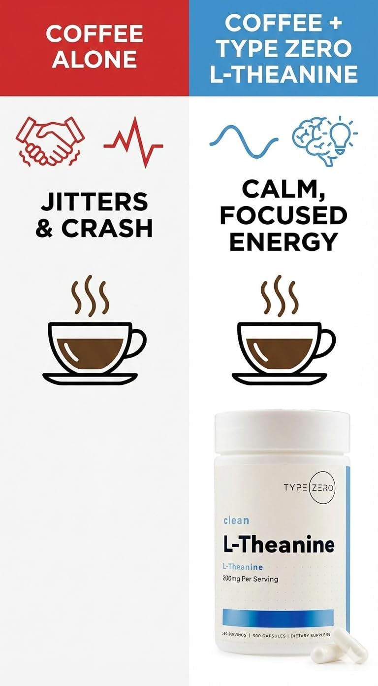 Type Zero L-Theanine (200mg) 200 Capsules - Clean L-Theanine Supplement, Keto, GMO-Free - Image 4