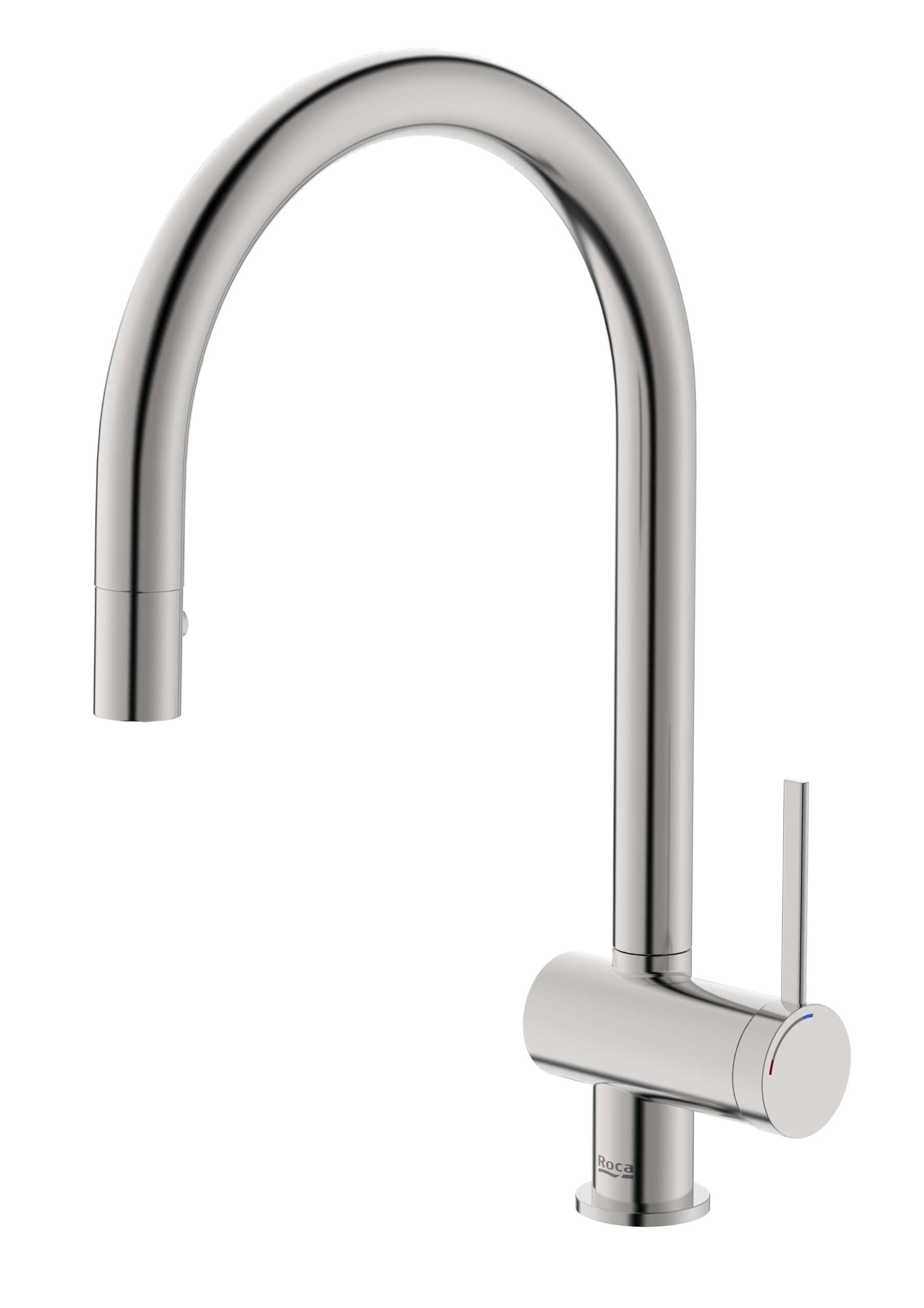Roca Ona Grifo de Cocina Monomando Acero Inoxidable con Caño Giratorio y Ducha Extraíble 2 Funciones Cold Start - Ref. A5A811FSM0