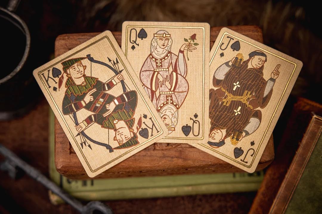 Kings Wild Project Robin Hood Luxury Playing Cards - Standard Edition, Poker Size, Custom Index, Hand‑Drawn Bayeux Tapestry‑Style Artwork